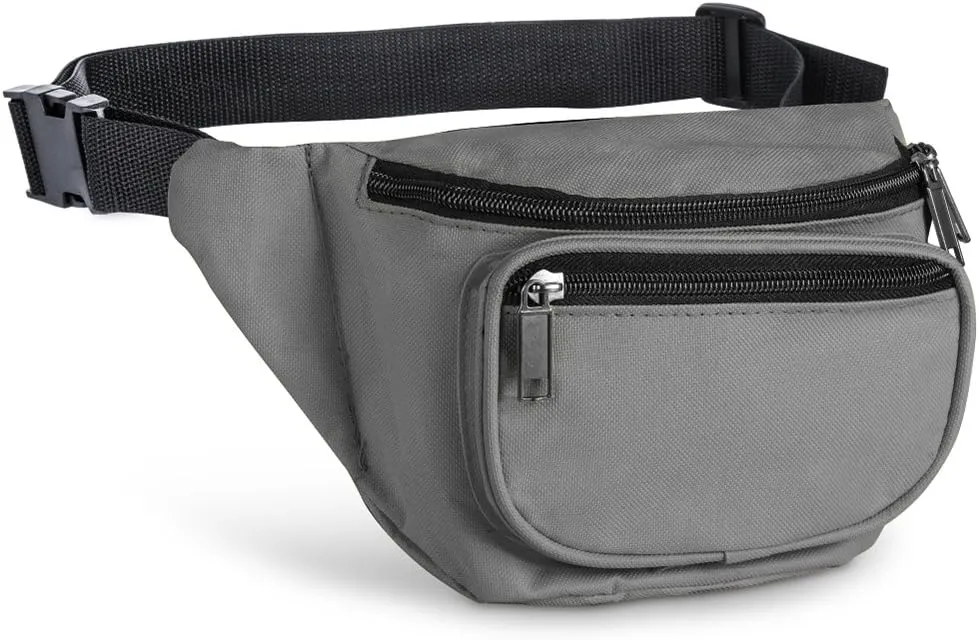 Fanny Pack, AirBuyW 3 Zippered Compartments Adjustable Strap Crossbody Festival Workout Concert Traveling Running Biking Sport Fashion Waist Fanny Pack Bag For Women Men Grey