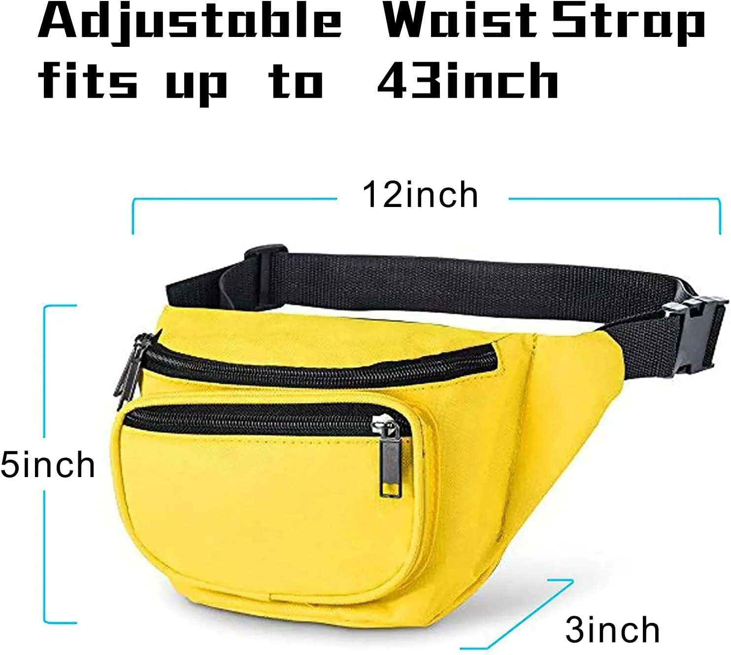 Fanny Pack, AirBuyW 3 Zippered Compartments Adjustable Strap Crossbody Festival Workout Concert Traveling Running Biking Sport Fashion Waist Fanny Pack Bag For Women Men Yellow