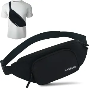 Fanny Pack & Crossbody Bag for Men Women, Fashion Waist Packs Adjustable Belt Bag for Sports, Workout, Traveling, Jogging, Hiking Hands-Free Carrying All Phones (Style 03, Black)