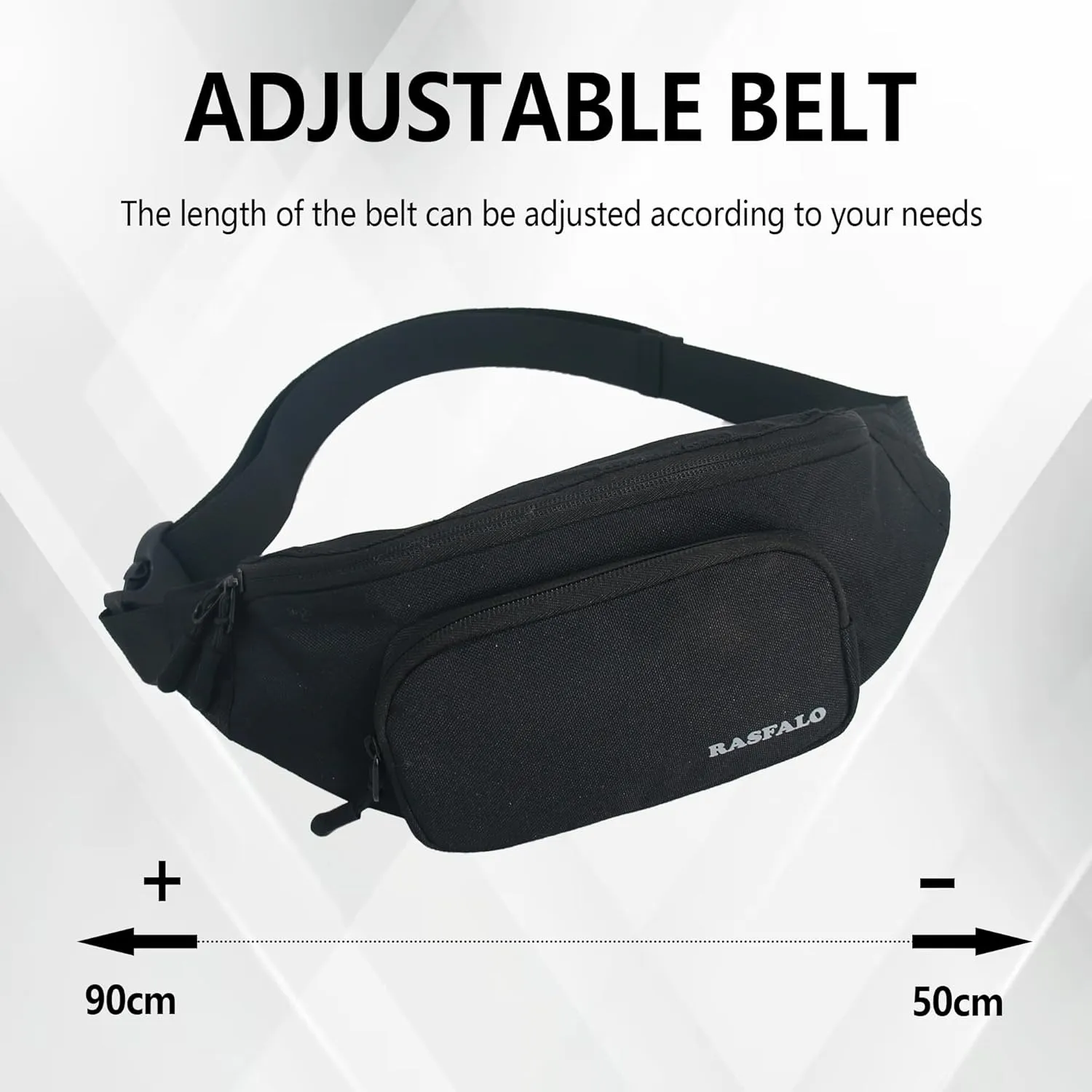 Fanny Pack & Crossbody Bag for Men Women, Fashion Waist Packs Adjustable Belt Bag for Sports, Workout, Traveling, Jogging, Hiking Hands-Free Carrying All Phones (Style 03, Black)