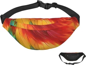 Fanny Pack Belt Bag for Women Men Waterproof Waist Pack Among Flowers Giraffe Waist Bag with Adjustable Strap, Fantastic Parrot Feather, One Size