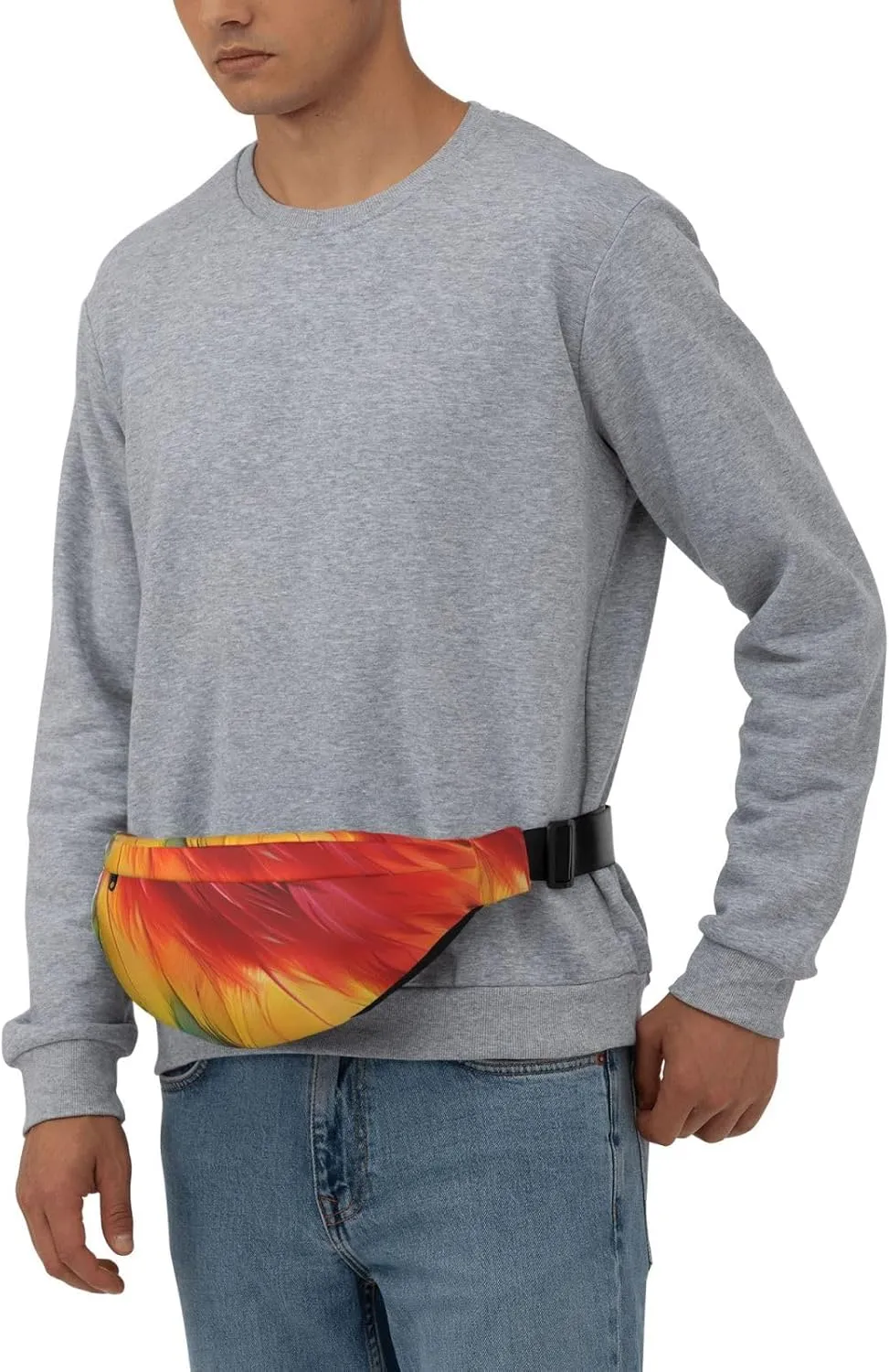 Fanny Pack Belt Bag for Women Men Waterproof Waist Pack Among Flowers Giraffe Waist Bag with Adjustable Strap, Fantastic Parrot Feather, One Size