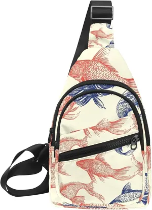 Fanny Pack Cross Body Bag for Outdoors Hiking Traveling, fish swim animal