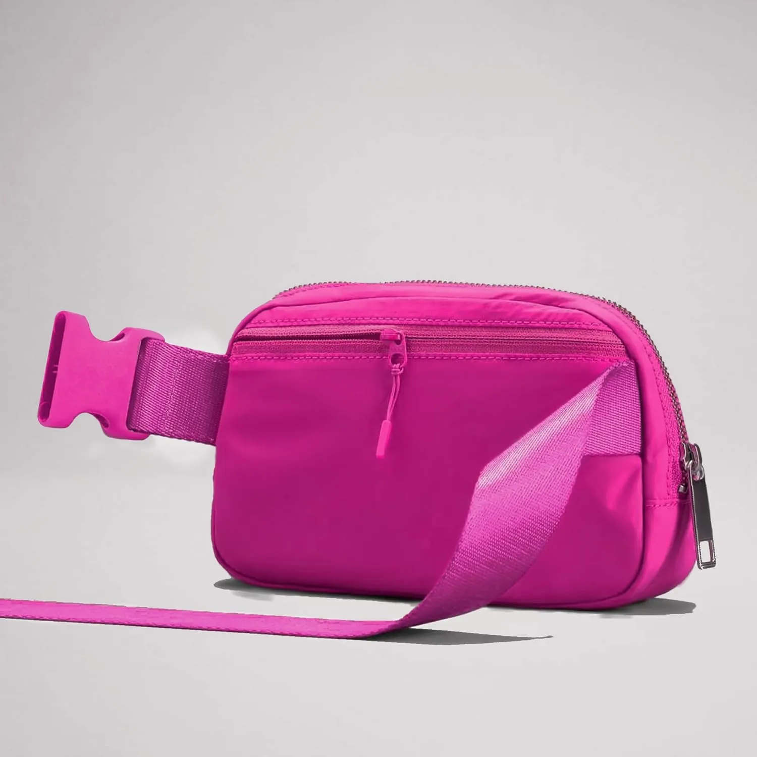 Fanny Pack Cross Body Bag Small Crossbody Bags for Women Men Trendy Nylon Waterproof Mini Purse Travel Running Belt Bag Lulu Dupes Bum Hip Chest Waist Pack Side Bag Must Have Fuchsia