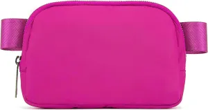 Fanny Pack Cross Body Bag Small Crossbody Bags for Women Men Trendy Nylon Waterproof Mini Purse Travel Running Belt Bag Lulu Dupes Bum Hip Chest Waist Pack Side Bag Must Have Fuchsia