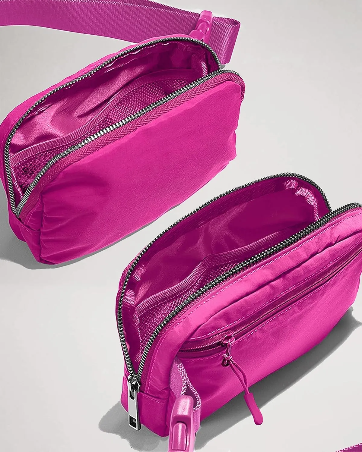 Fanny Pack Cross Body Bag Small Crossbody Bags for Women Men Trendy Nylon Waterproof Mini Purse Travel Running Belt Bag Lulu Dupes Bum Hip Chest Waist Pack Side Bag Must Have Fuchsia