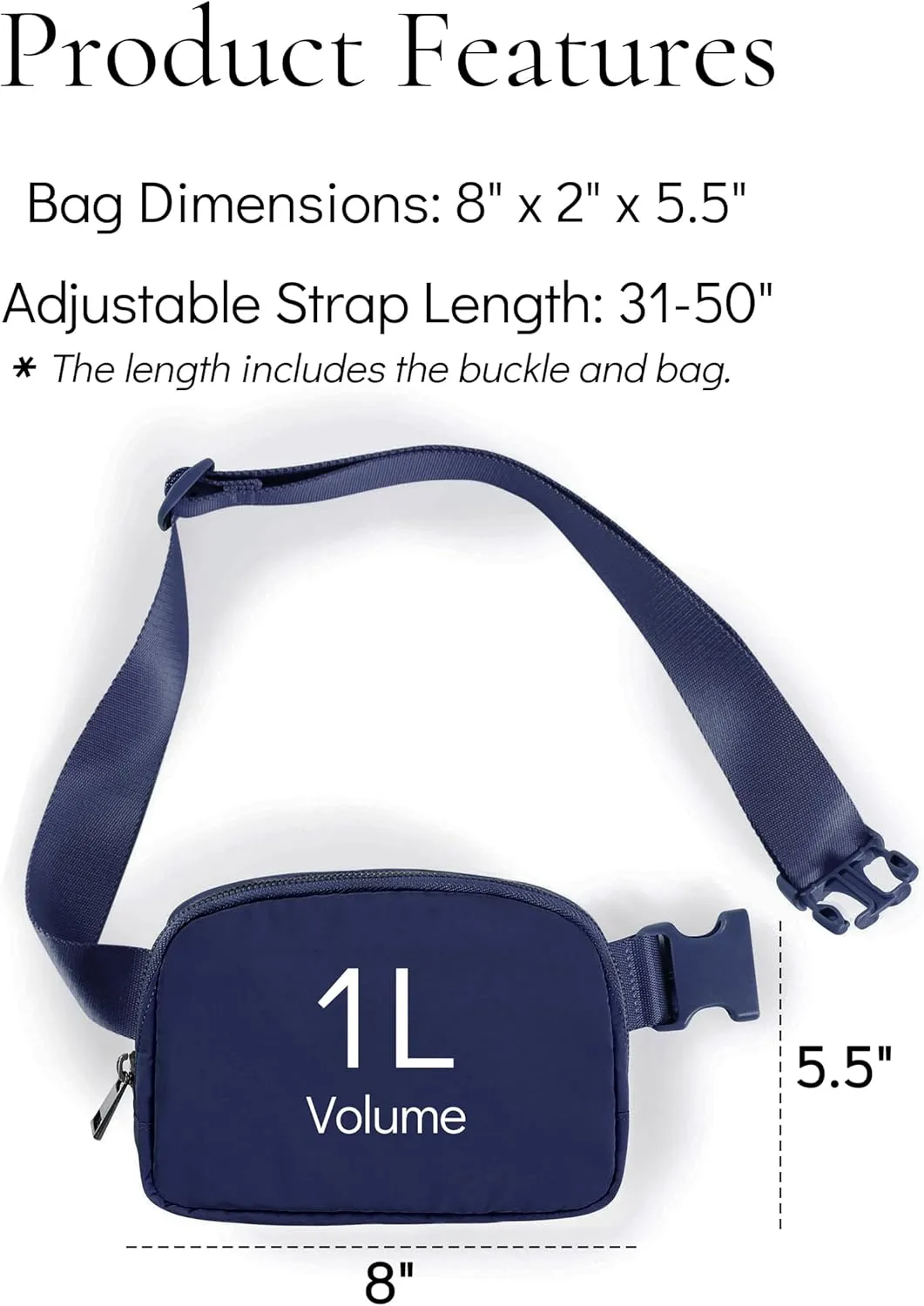 Fanny Pack Crossbody Bag Trendy Waterproof Small Cross Body Purse for Women Men Fashion Waist Packs Mini Belt Bag Pouch Chest Bum Hip Bag Lulu Dupes for Travel Vacation Running True Navy