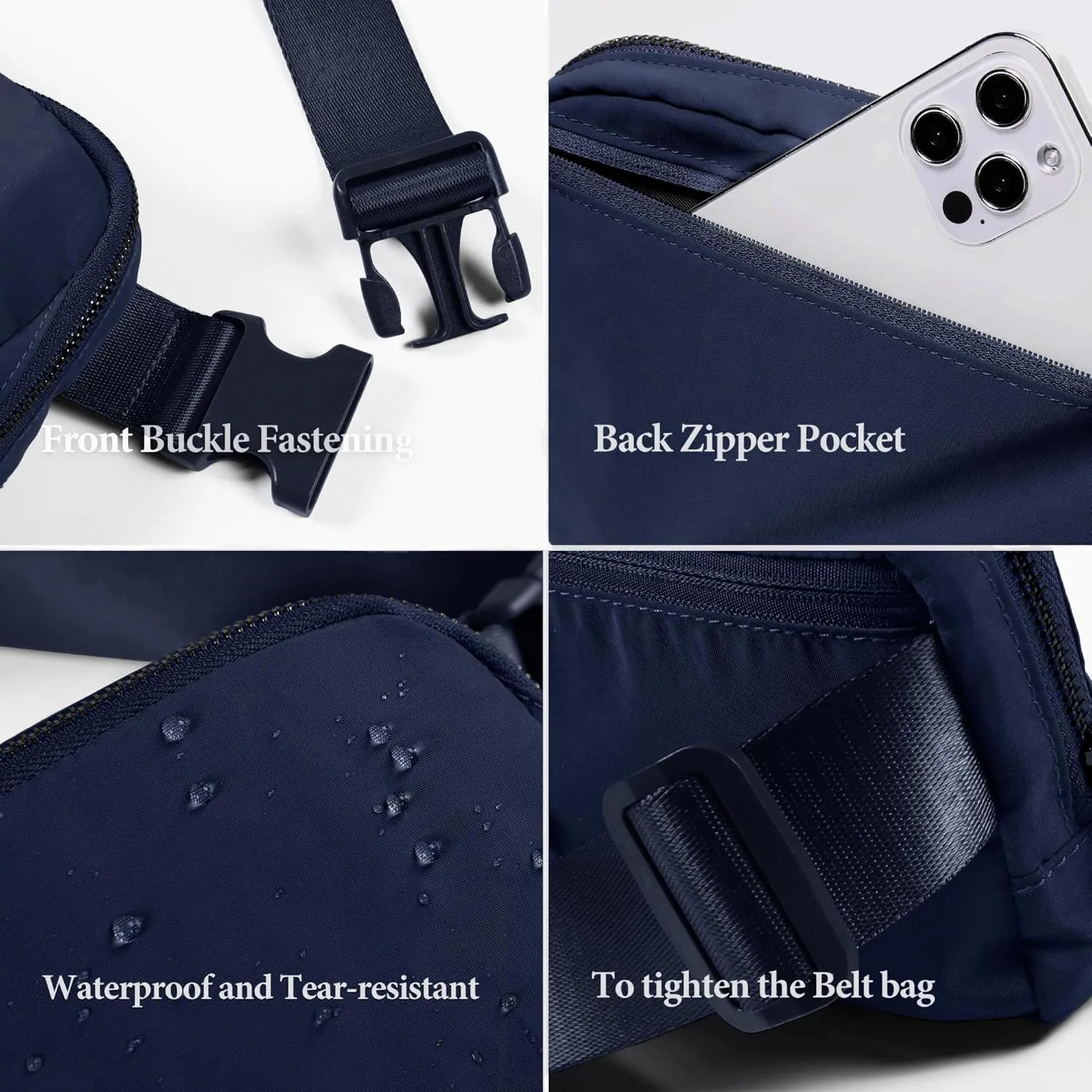 Fanny Pack Crossbody Bag Trendy Waterproof Small Cross Body Purse for Women Men Fashion Waist Packs Mini Belt Bag Pouch Chest Bum Hip Bag Lulu Dupes for Travel Vacation Running True Navy