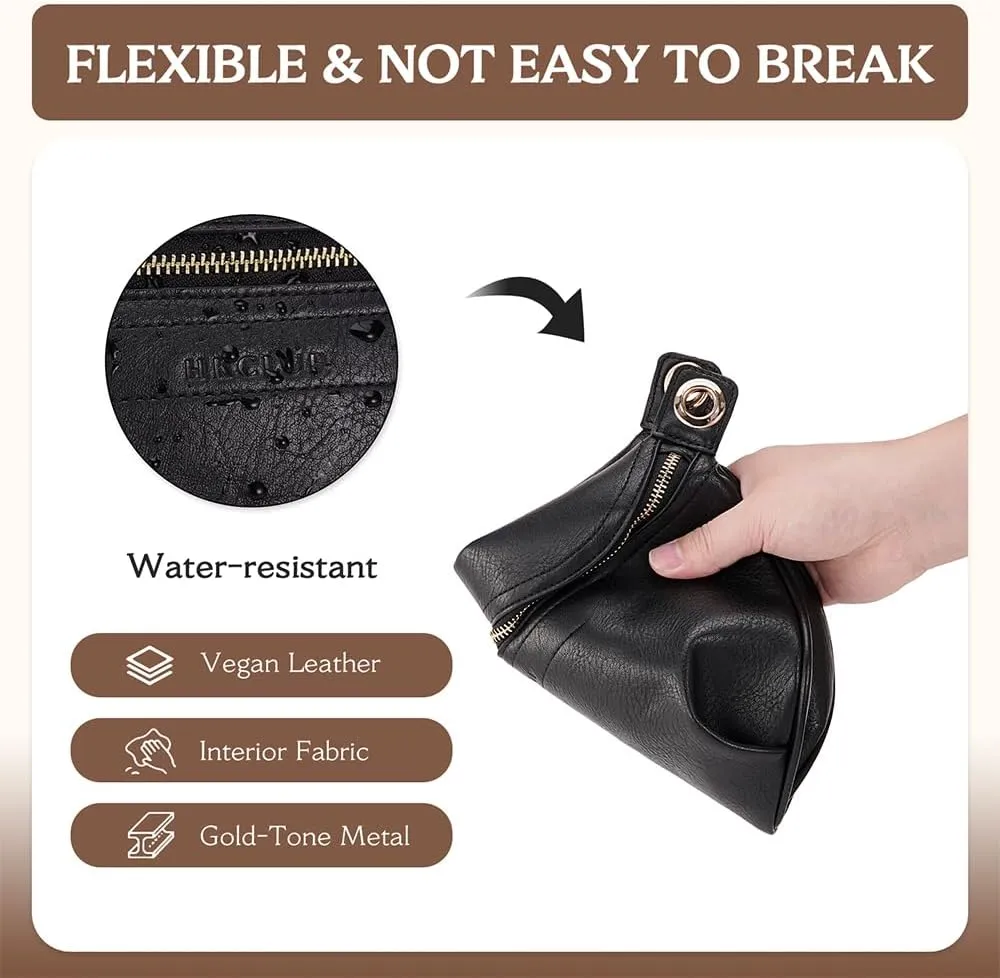 Fanny Pack Crossbody Bags for Women Vegan Leather Belt Bag Waist Pack Causal Chest Bum Bag With 2 Straps Black