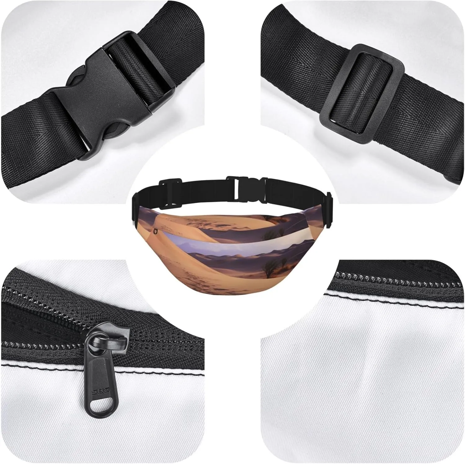 Fanny Pack Desert Waist Pack For Women Men Waterproof Belt Bag With Adjustable Belt Casual Crossbody Bag Travel Waist Bag For Sports Running Cycling