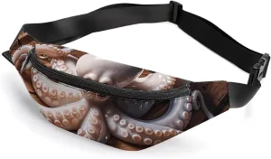 Fanny Pack for Men Women Octopus Carving Waist Pack Small Belt Bag with Adjustable Strap Waterproof Sling Bag Fashion Crossbody Bag Bum Bag for Travel Hiking Running