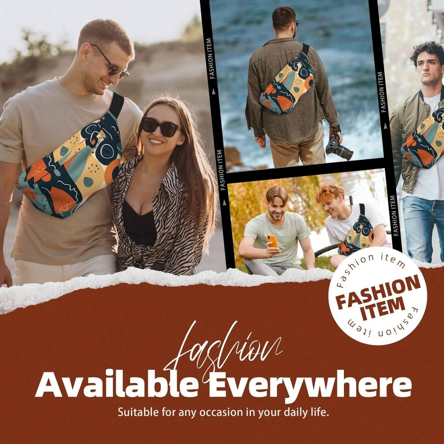 Fanny Pack for Men Women Patterns with Different Shapes Belt Bag with Adjustable Strap Fashion Waist Bag Waist Pack for Travel