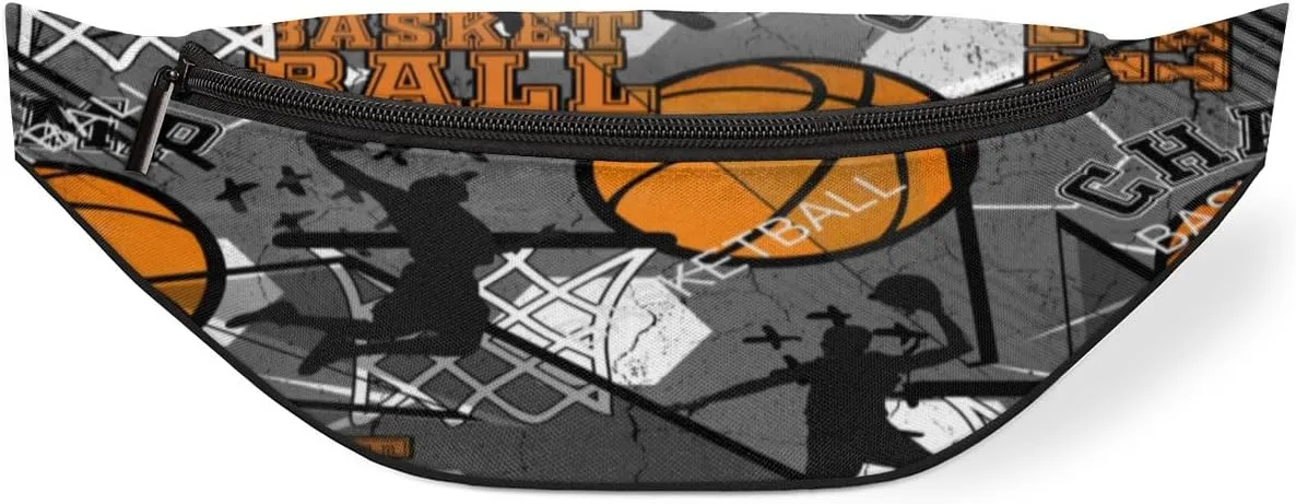 Fanny Pack for Women Men Basketball Waist Pack Crossbody Bag with Adjustable Straps for Hiking Running Walking Travel Cycling
