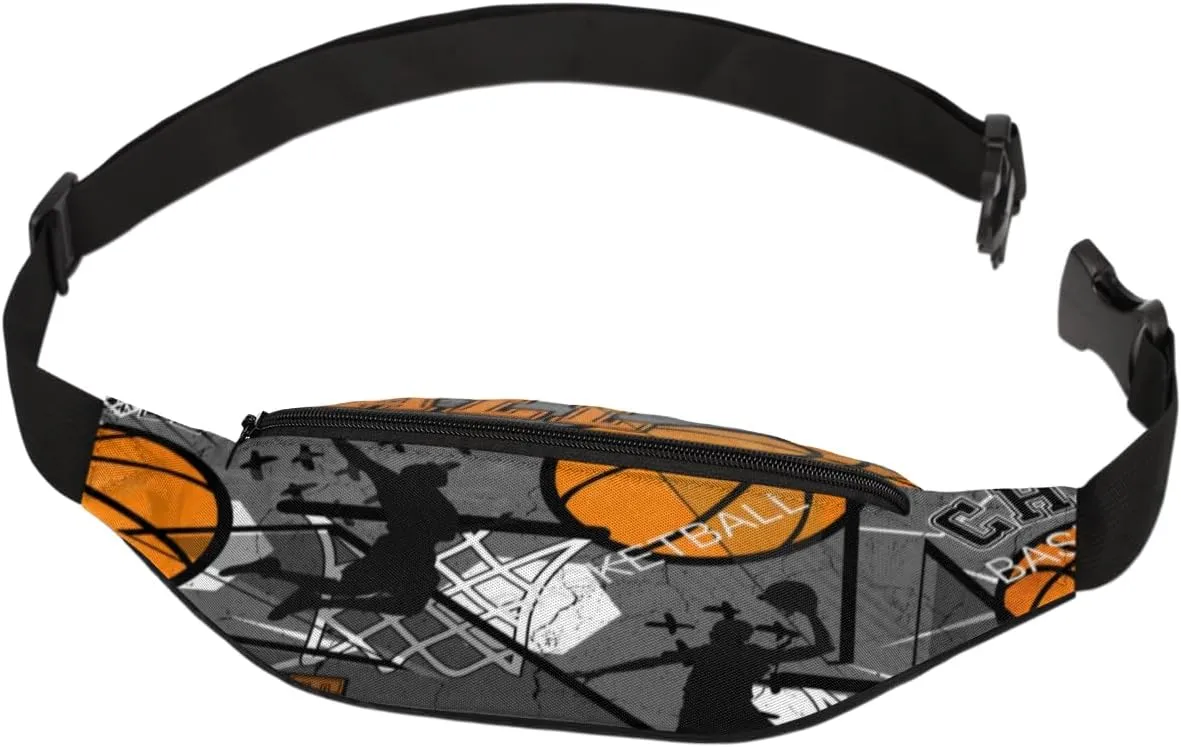 Fanny Pack for Women Men Basketball Waist Pack Crossbody Bag with Adjustable Straps for Hiking Running Walking Travel Cycling