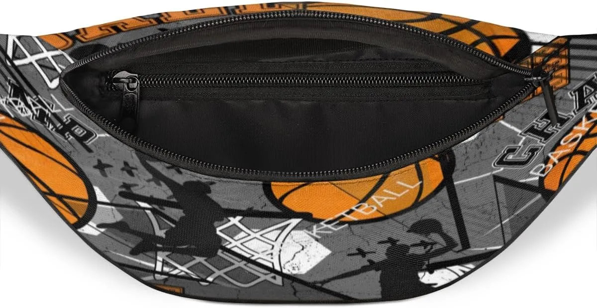 Fanny Pack for Women Men Basketball Waist Pack Crossbody Bag with Adjustable Straps for Hiking Running Walking Travel Cycling