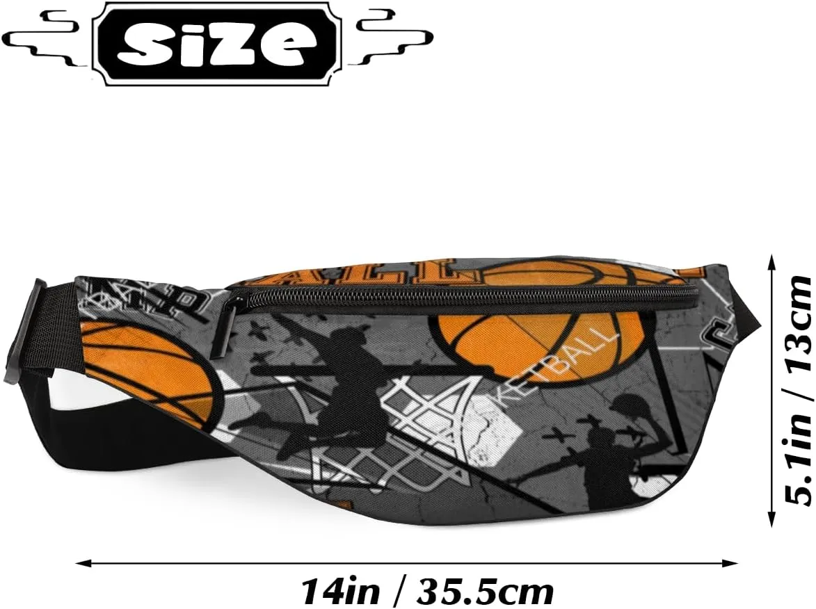 Fanny Pack for Women Men Basketball Waist Pack Crossbody Bag with Adjustable Straps for Hiking Running Walking Travel Cycling