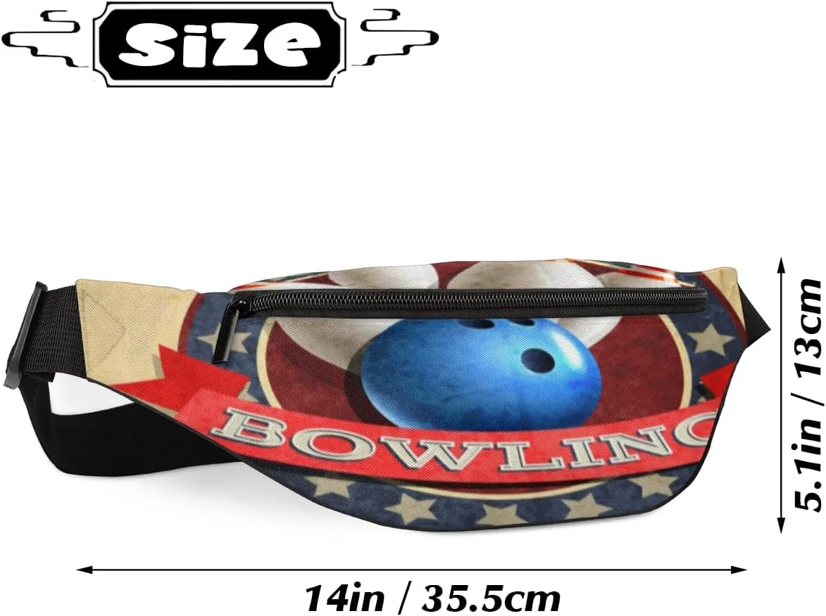 Fanny Pack for Women Men Bowling Sport Ball Pattern Waist Pack Crossbody Bag with Adjustable Straps for Hiking Running Walking Travel Cycling