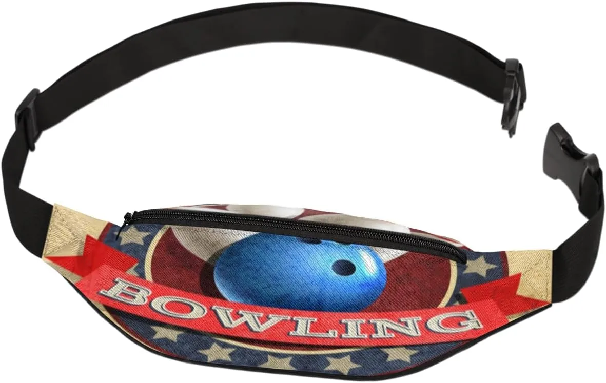 Fanny Pack for Women Men Bowling Sport Ball Pattern Waist Pack Crossbody Bag with Adjustable Straps for Hiking Running Walking Travel Cycling