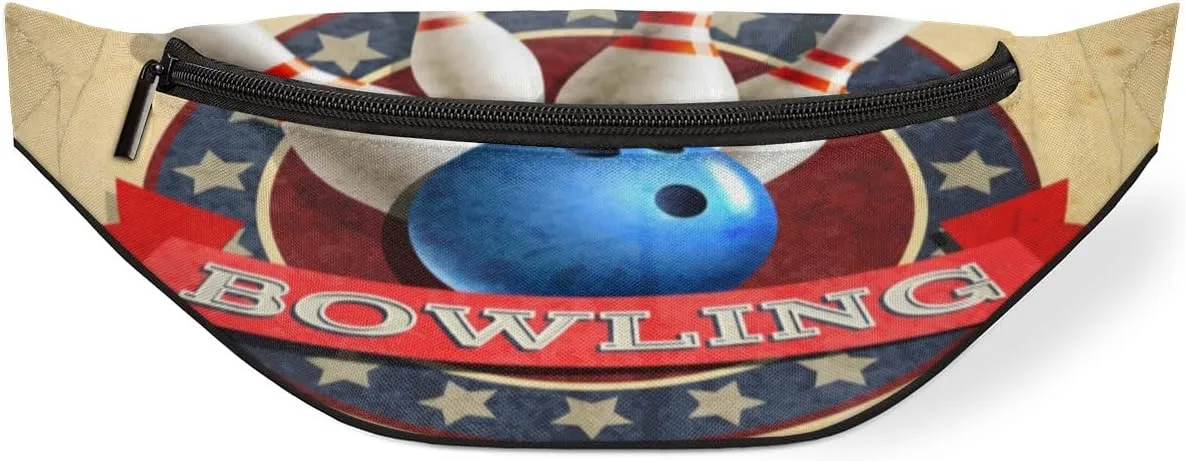 Fanny Pack for Women Men Bowling Sport Ball Pattern Waist Pack Crossbody Bag with Adjustable Straps for Hiking Running Walking Travel Cycling