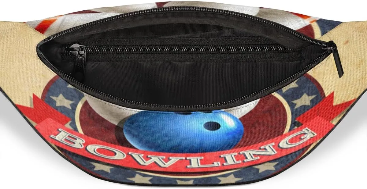 Fanny Pack for Women Men Bowling Sport Ball Pattern Waist Pack Crossbody Bag with Adjustable Straps for Hiking Running Walking Travel Cycling