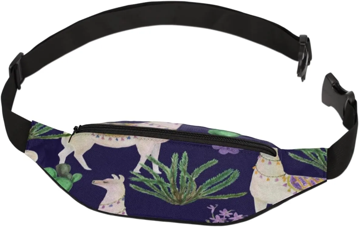 Fanny Pack for Women Men Cactus Goat Flower Waist Pack Crossbody Bag with Adjustable Straps for Hiking Running Walking Travel Cycling