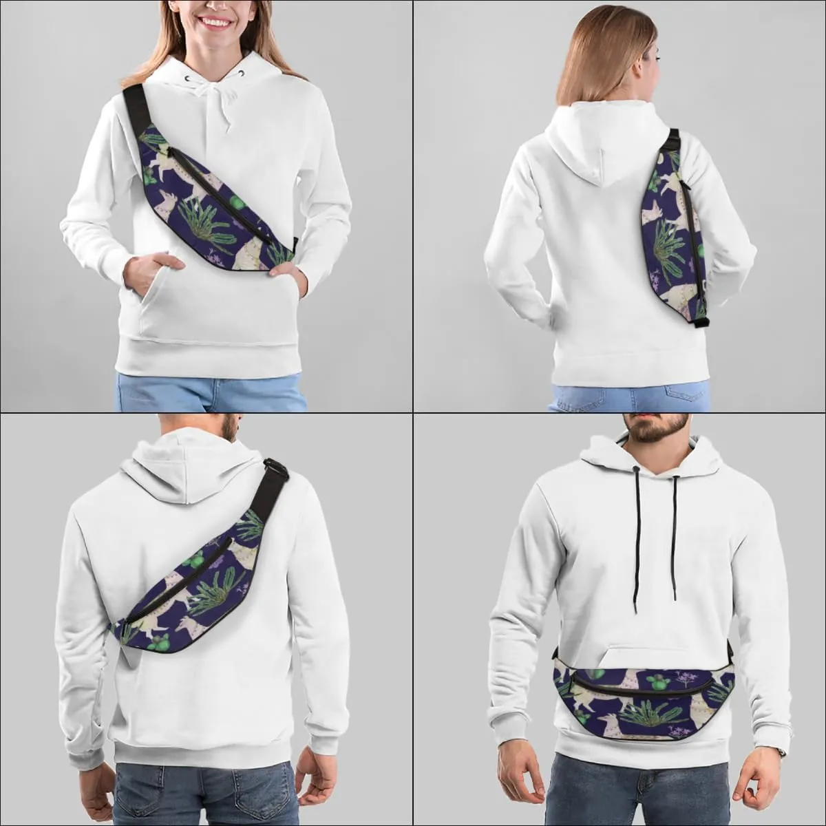 Fanny Pack for Women Men Cactus Goat Flower Waist Pack Crossbody Bag with Adjustable Straps for Hiking Running Walking Travel Cycling