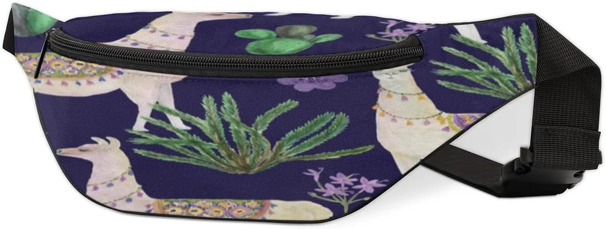 Fanny Pack for Women Men Cactus Goat Flower Waist Pack Crossbody Bag with Adjustable Straps for Hiking Running Walking Travel Cycling