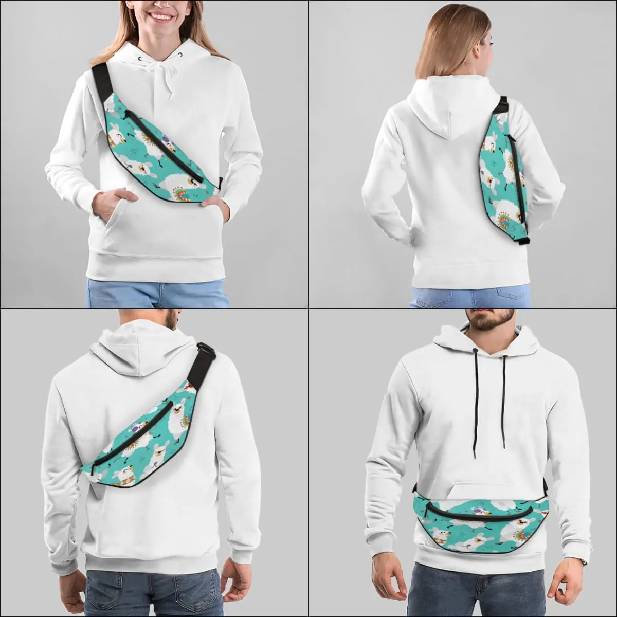 Fanny Pack for Women Men Cartoon Happy Sheeps Waist Pack Crossbody Bag with Adjustable Straps for Hiking Running Walking Travel Cycling