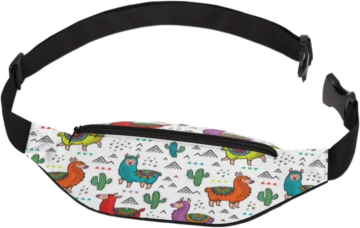 Fanny Pack for Women Men Cartoon Sheep Cactus Waist Pack Crossbody Bag with Adjustable Straps for Hiking Running Walking Travel Cycling