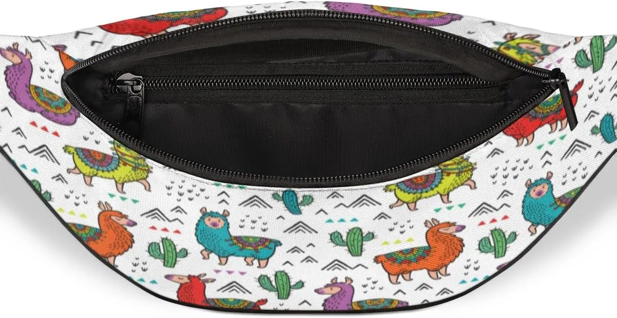 Fanny Pack for Women Men Cartoon Sheep Cactus Waist Pack Crossbody Bag with Adjustable Straps for Hiking Running Walking Travel Cycling