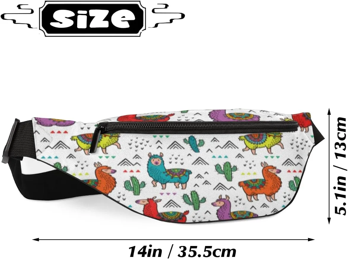 Fanny Pack for Women Men Cartoon Sheep Cactus Waist Pack Crossbody Bag with Adjustable Straps for Hiking Running Walking Travel Cycling