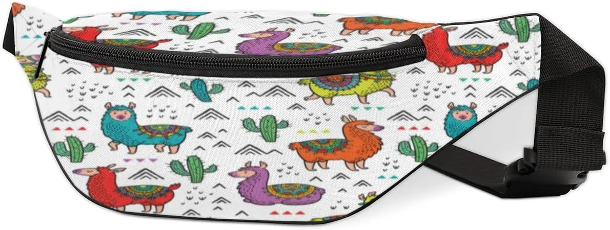 Fanny Pack for Women Men Cartoon Sheep Cactus Waist Pack Crossbody Bag with Adjustable Straps for Hiking Running Walking Travel Cycling