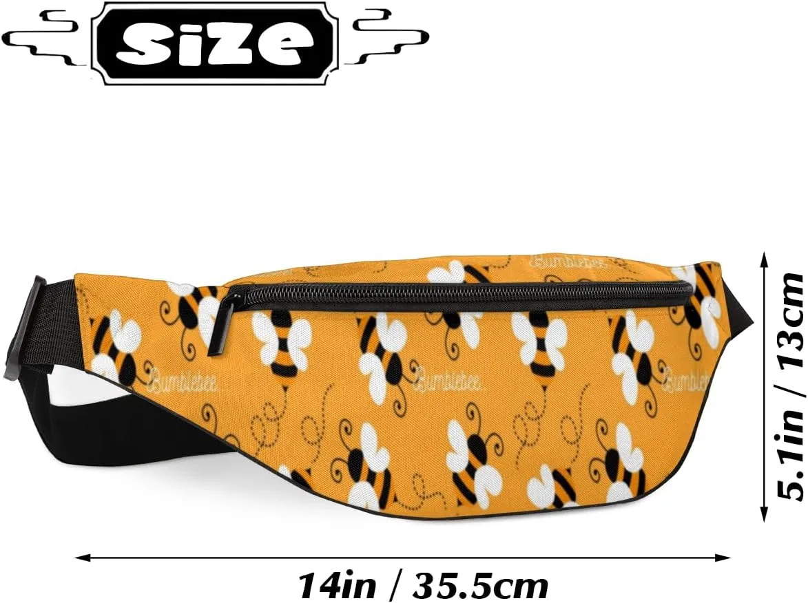 Fanny Pack for Women Men Cute Bumblebee Geometric Pattern Waist Pack Crossbody Bag with Adjustable Straps for Hiking Running Walking Travel Cycling