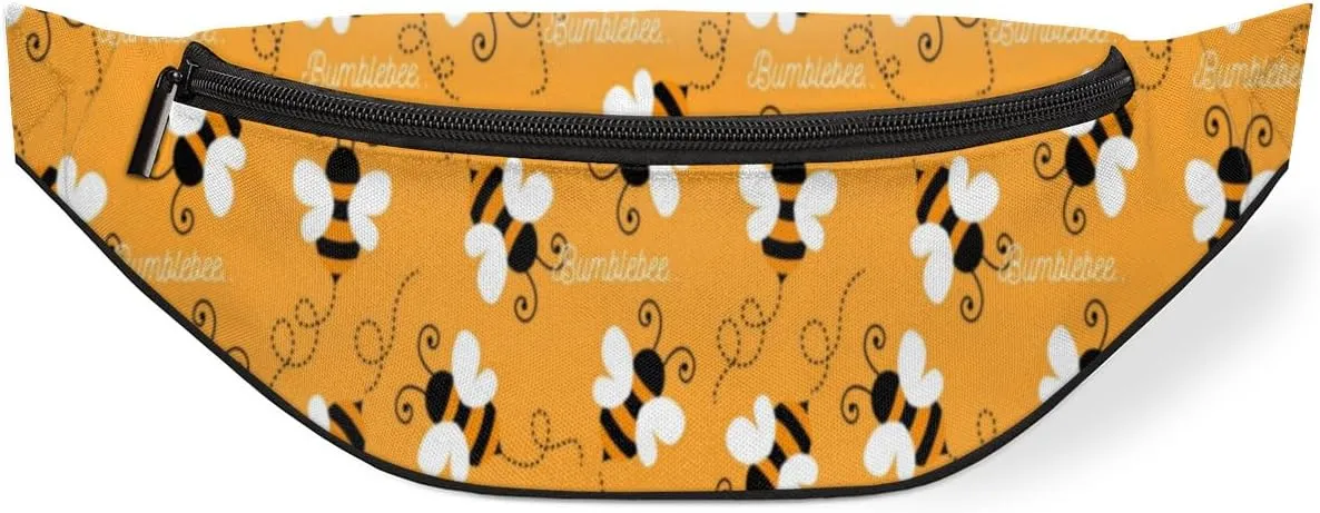 Fanny Pack for Women Men Cute Bumblebee Geometric Pattern Waist Pack Crossbody Bag with Adjustable Straps for Hiking Running Walking Travel Cycling