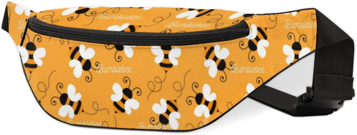 Fanny Pack for Women Men Cute Bumblebee Geometric Pattern Waist Pack Crossbody Bag with Adjustable Straps for Hiking Running Walking Travel Cycling