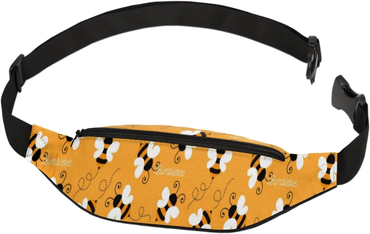Fanny Pack for Women Men Cute Bumblebee Geometric Pattern Waist Pack Crossbody Bag with Adjustable Straps for Hiking Running Walking Travel Cycling