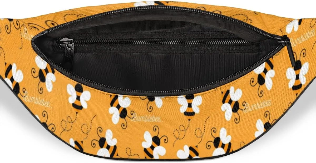 Fanny Pack for Women Men Cute Bumblebee Geometric Pattern Waist Pack Crossbody Bag with Adjustable Straps for Hiking Running Walking Travel Cycling