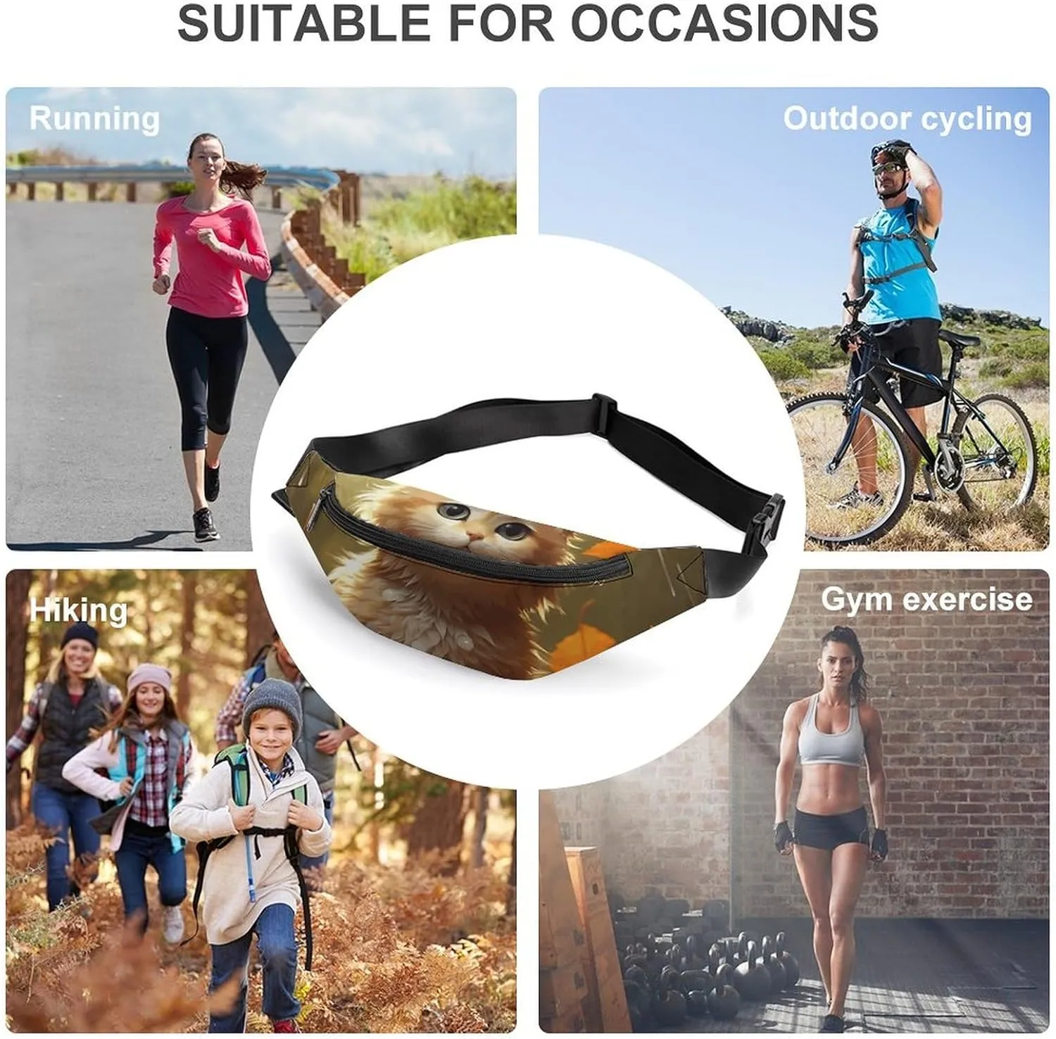 Fanny Pack for Women Men Leaves And Rain Waist Pack Adjustable Belt Bag for Workout Running Travelling Casual Waist Bag, 36*15cm, style-3-1