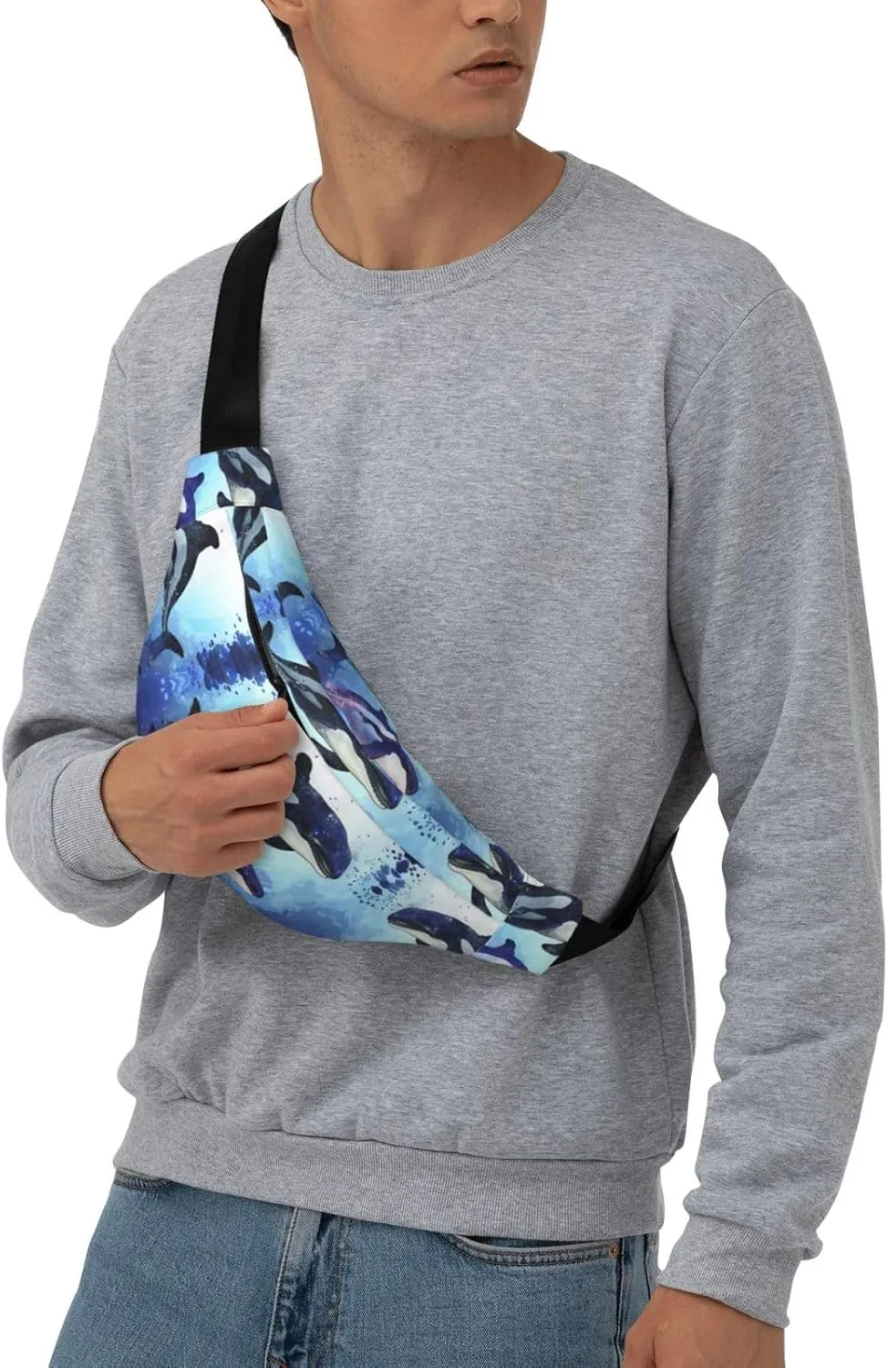 Fanny Pack for Women Men Orca Killer Whale Waist Bag Waterproof Belt Bag with Adjustable Strap