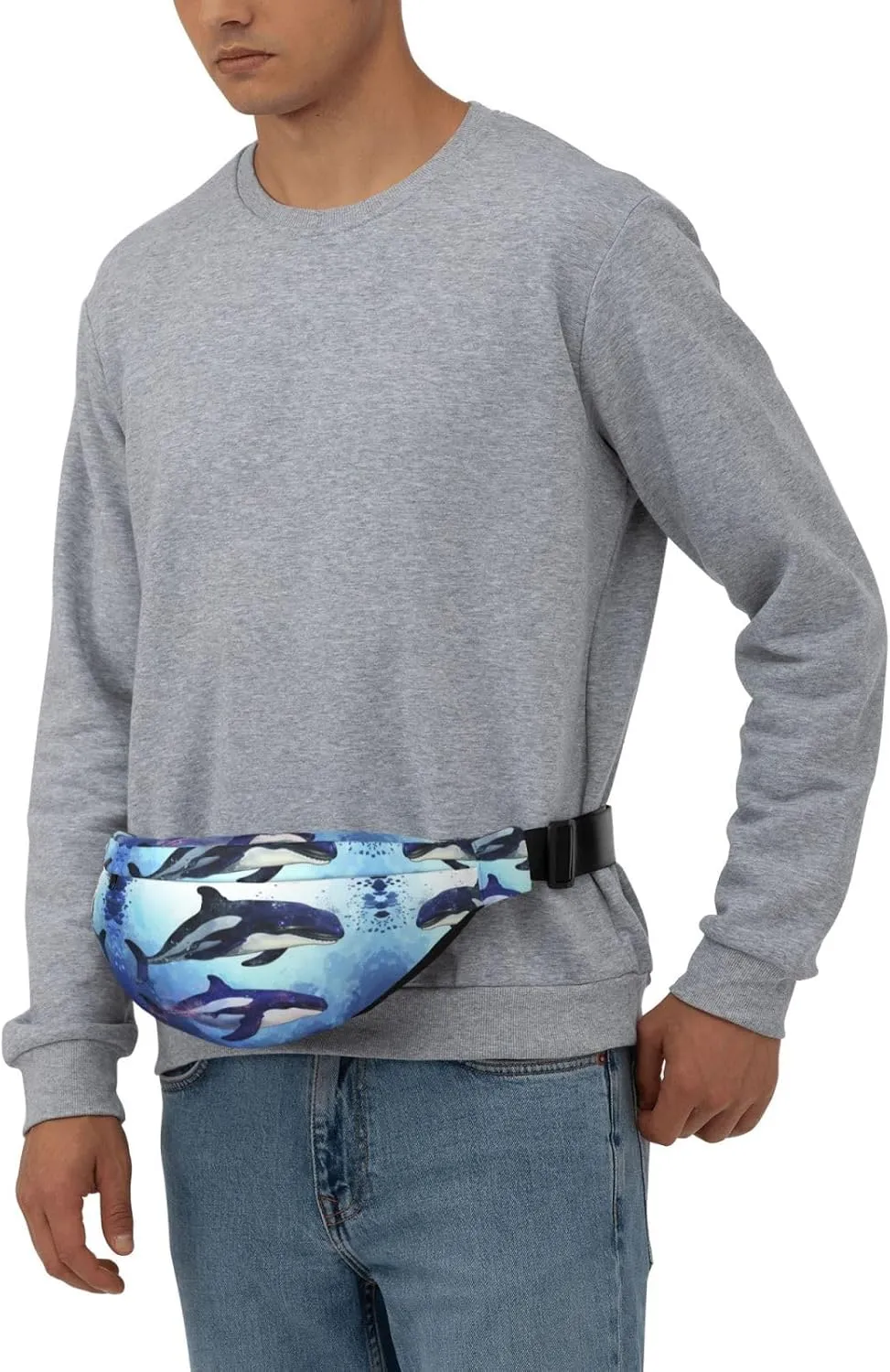 Fanny Pack for Women Men Orca Killer Whale Waist Bag Waterproof Belt Bag with Adjustable Strap