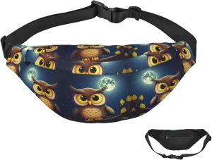 Fanny Pack for Women Men Owl and Yellow Moon Waist Bag Waterproof Belt Bag with Adjustable Strap