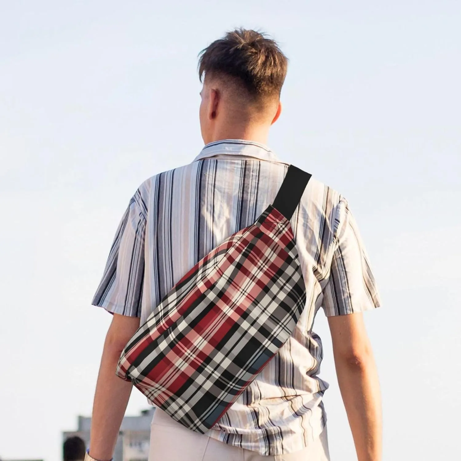 Fanny Pack for Women Men Waist Bag Waterproof Old Plaid Checkered Belt Bag with Adjustable Strap