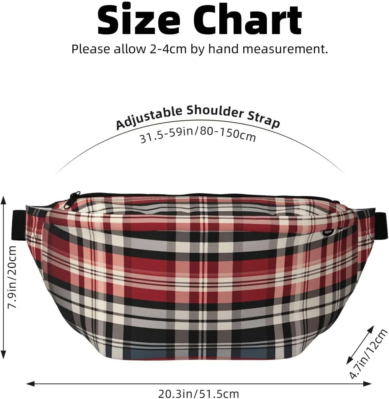 Fanny Pack for Women Men Waist Bag Waterproof Old Plaid Checkered Belt Bag with Adjustable Strap