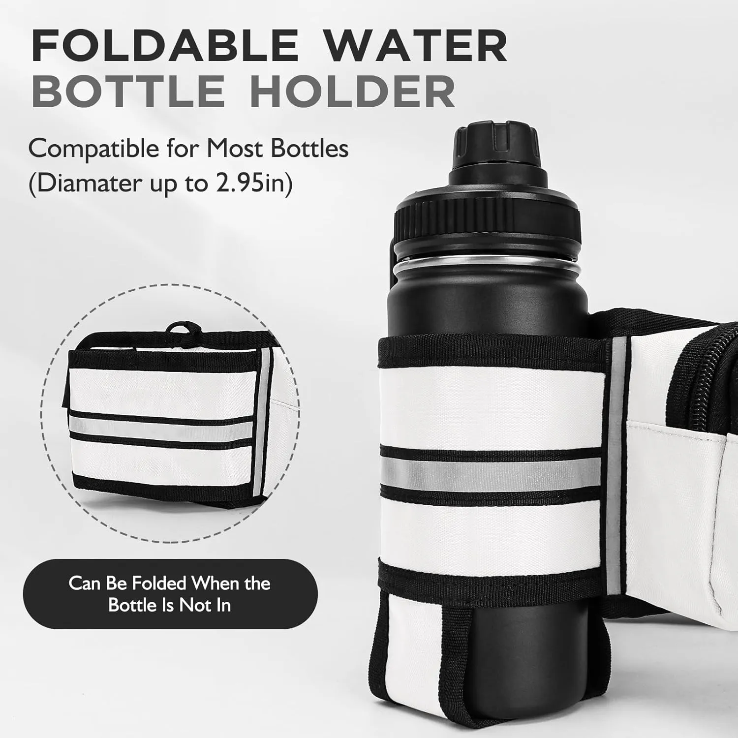 Fanny Pack for Women Men with Water Bottle Holder,Waist Bag for Hiking,Travel,Running,Dog Walking,Workout,Cycling (White)