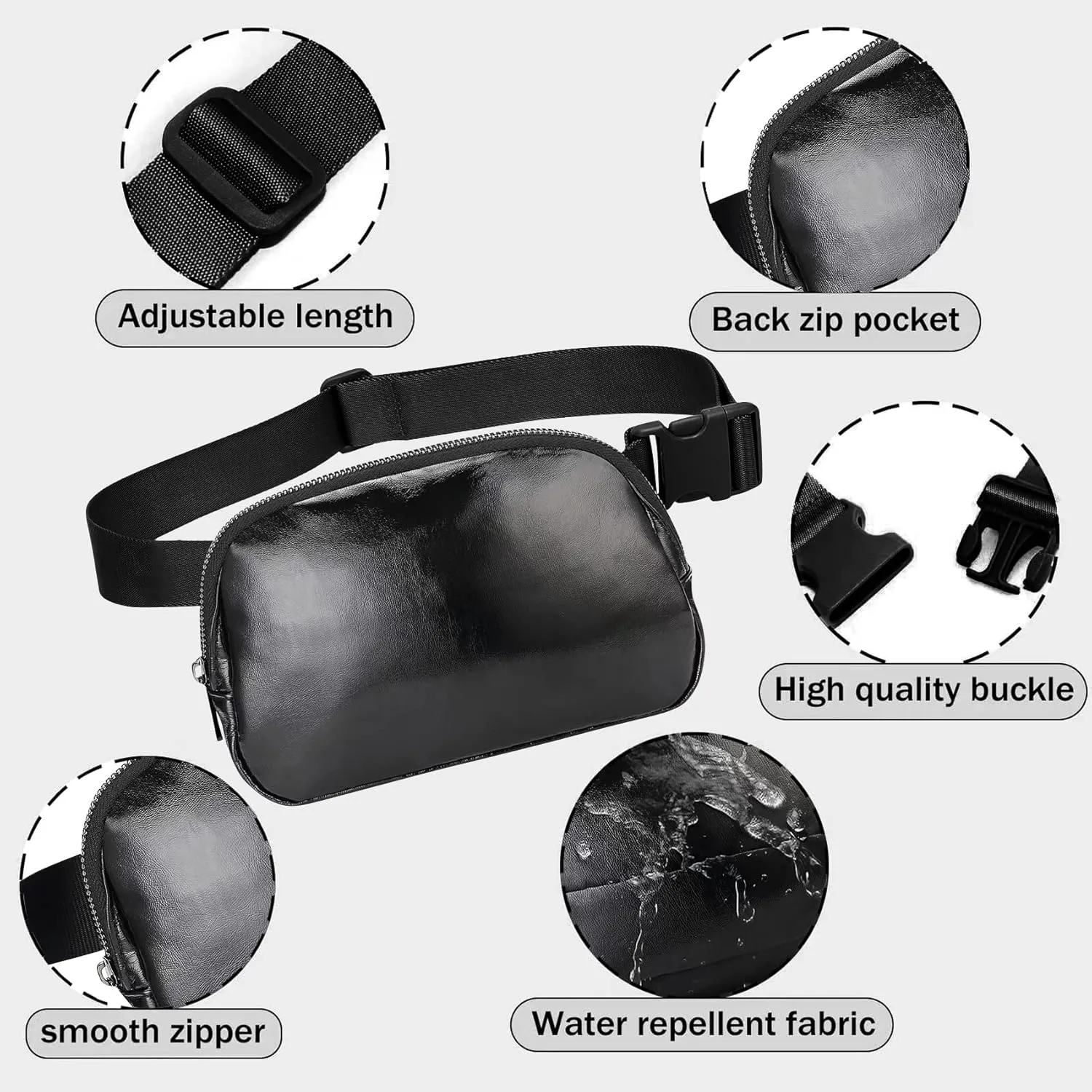 Fanny Pack for Women Teen Girls, Small Belt Bag 1L with Adjustable Strap 32" to 51", Crossbody Bag Water-resistant for Travel Gym Sport Running, Fashion Waist Bag for Mothers Day Gifts
