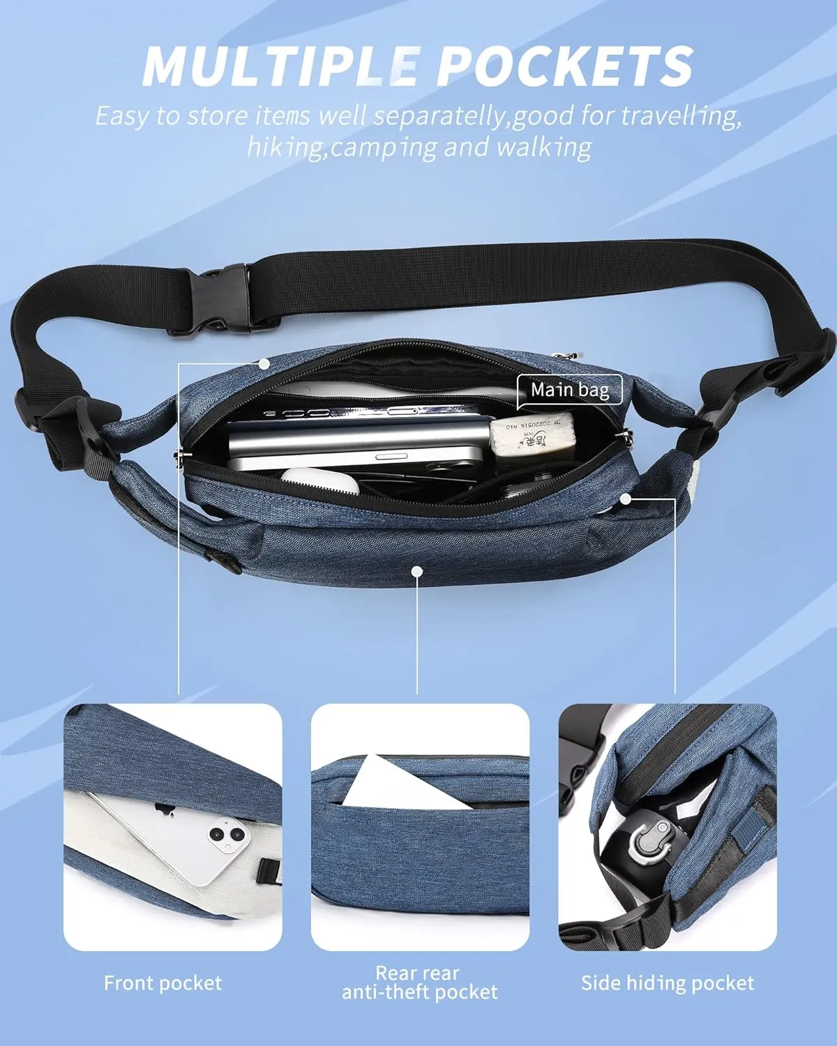 Fanny Pack For Women,Crossbody Sling Bags For Women,Waist Packs For Men,Belt Bags Travel Fanny Pack,Casual Daypack Shoulder Bag Running Tactical Man Purse