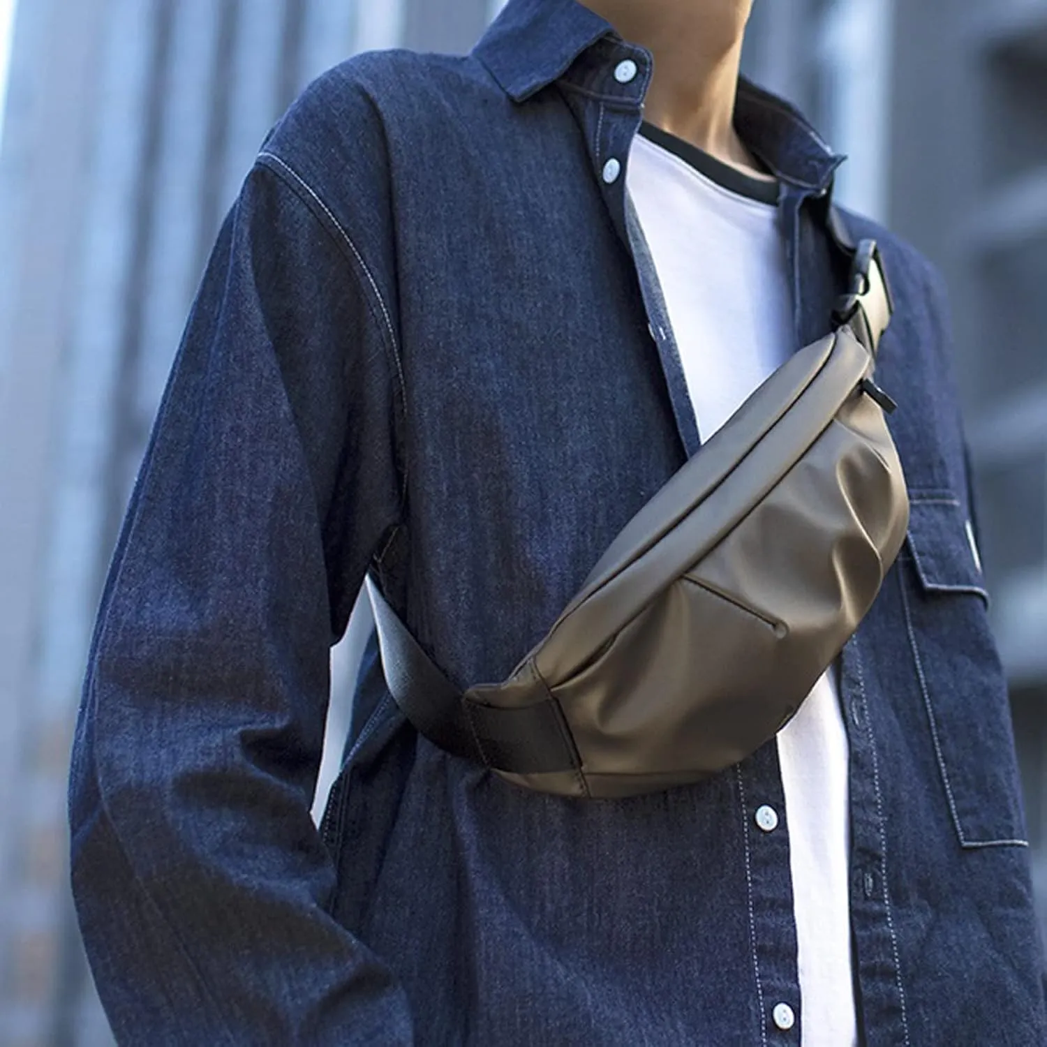 Fanny pack Men's Messenger Bag Multifunctional Wallet Waist Bag Waterproof Outdoor Travel Sports Bags Shoulder Bags (Black)