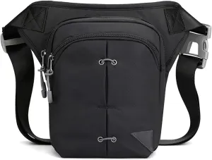 Fanny Pack Nylon Waist Bag Unisex Leg Bags， Waterproof Waistpack ，Motorcycle Travel Drop Belt Pouch， Shoulder Crossbody Bag Waist Pack(Black)