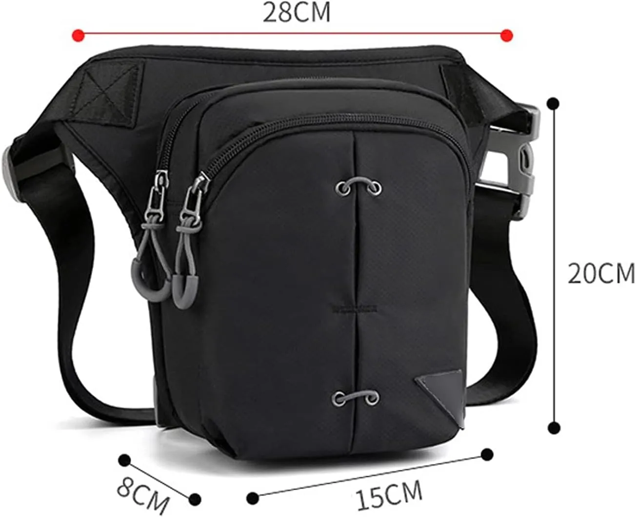 Fanny Pack Nylon Waist Bag Unisex Leg Bags， Waterproof Waistpack ，Motorcycle Travel Drop Belt Pouch， Shoulder Crossbody Bag Waist Pack(Black)