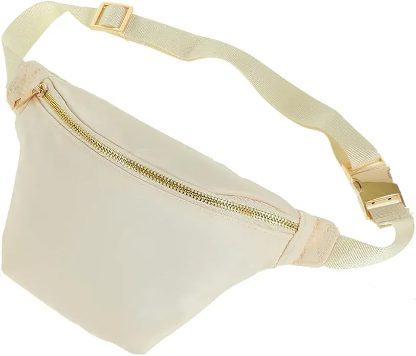 Fanny Pack Nylon Waist Pack for Women Men Crossbody Bag Everywhere Belt Bag (Beige)